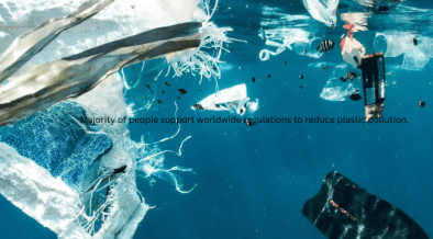 Majority of people support worldwide regulations to reduce plastic pollution. (1)