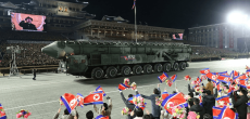 At a military parade, North Korea displays a record number of ICBMs.