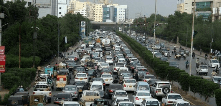 Traffic jam in Karachi during PSL