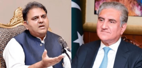 Fawad Chaudhry, Shah Mahmood Qureshi booked for offensive speeches in Lahore.