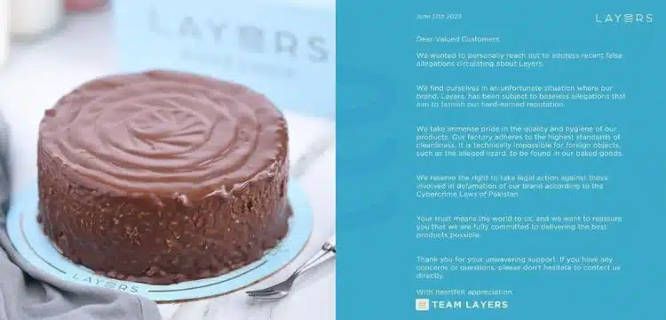 Layers Bakeshop issues official statement in response to claim of lizard being found in cake