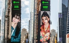 Maher Anjum and Hareem Rashid Illuminate Times Square as Ambassadors for Spotify's EQUAL Pakistan Initiative.