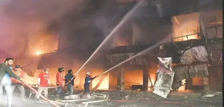 Major Fire Erupts In Karachi's MA Jinnah Road Foam Stores