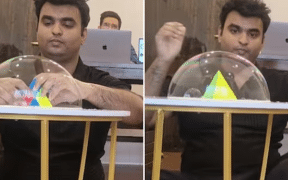 Man sets Guinness Record Spinning puzzle In Bubble