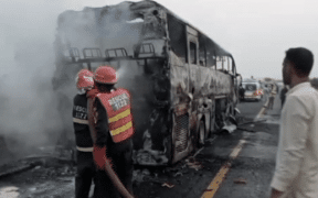 Bus Travelling From Karachi To Quetta Catches Fire, Resulting In Two Fatalities