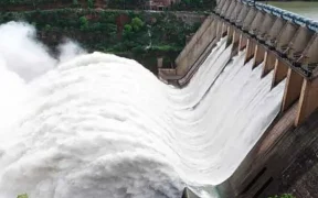 The water level of Mangla Dam has increased due to rain and glacier melt.