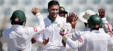 The Bangladesh cricket team, led by Najamul Hasan Shanto, arrives in Lahore