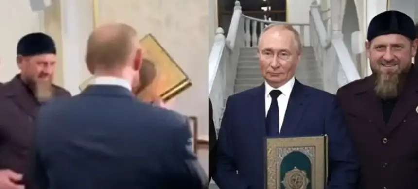 Russian President Vladimir Putin visited Chechnya and kissed the Quran in a symbolic gesture of respect