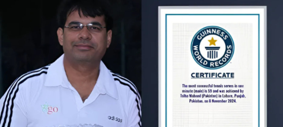 Talha Waheed Sets Guinness World Record for Most Tennis Serves in One Minute