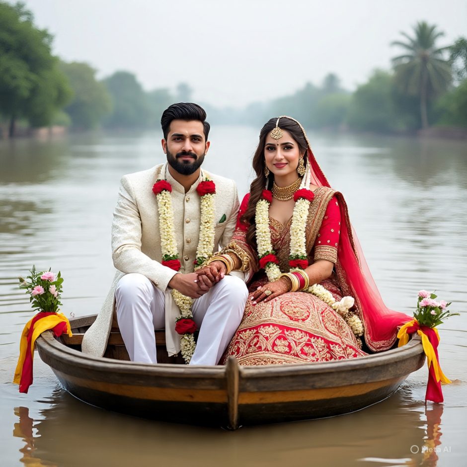 Kamalia Man Uses Boat to Bring Newlywed Wife Home Amid Heavy Floods