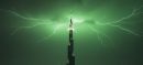 Lightning hits Burj Khalifa during rare green-sky storm