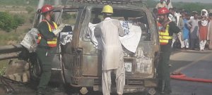 Multan Car Crash Kills Five Young Men as Vehicle Catches Fire