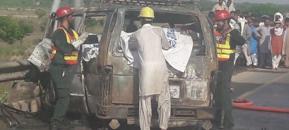 Multan Car Crash Kills Five Young Men as Vehicle Catches Fire